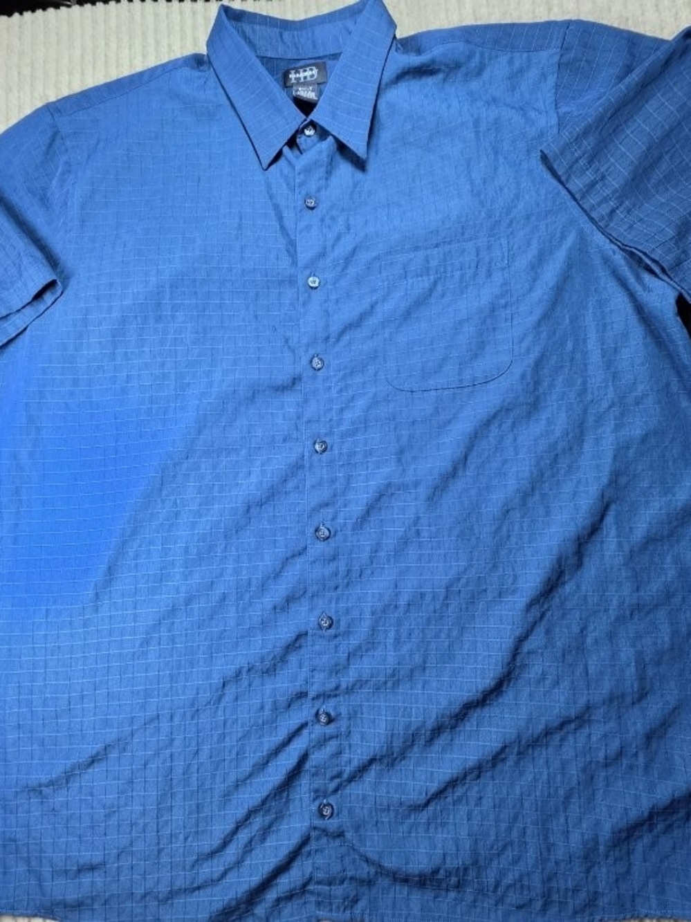 Harbor Bay Mens Blue Short Sleeve Button Down Casual Shirt Size 2xlt